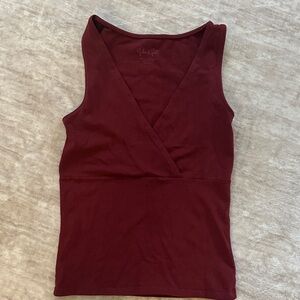 Brandy Melville Burgundy V-Neck Tank Top